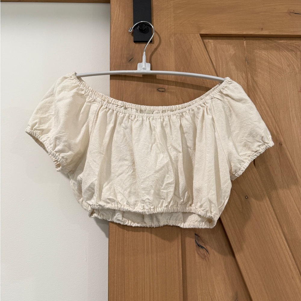Na Nin Stella Raw Silk Crop Top Cream